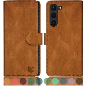 SUANPOT for Samsung Galaxy S23 +/ Plus Wallet case with RFID Blocking Credit Card Holder,Flip Book PU Leather Protective Cover Women Men for Samsung S23Plus Phone case Light Coffee