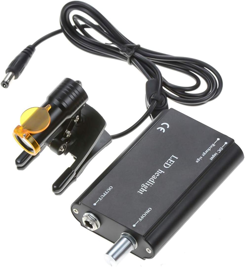 5W Waist Hanging Rechargeable Dental LED Headlight Plastic Clip with Filter for Surgical Magnifier Loupes Black