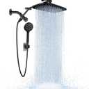 Veken Wide Rain Shower Head with 6 Modes Handheld Water SprayHigh Pressure Showerhead Combo with Arm for Bathroom AccessoriesHome Decor Adjustable Dual Shower with Anti-Clog NozzlesMatte Black (Standard Flow(2.5GPM))