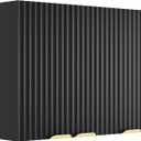 ChooChoo 3 Doors Wall Cabinet Laundry Room, Bathroom Wall Cabinet with Adjustable Shelf, Fluted Wall-Mounted Medicine Cabinet, Storage Cabinet for Kitchen, Garage, Black, 11.81"D x 35.43"W x 23.62"H
