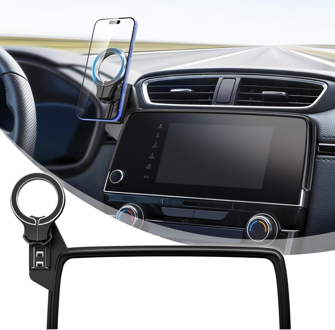 Car Phone Holder for Honda CRV 2017 2018 2019 2020 2021 2022: Magnetic Screen Cell Phone Mount for CR-V 5/7 Inch Touchscreen Accessories - 360 Rotation Compatible with MagSafe for iPhone Samsung