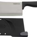 Farberware Edgekeeper 6-Inch Cleaver Knife with Self-Sharpening Blade Cover, High Carbon-Stainless Steel Kitchen Knife with Ergonomic Handle, Razor-Sharp Knife, Black