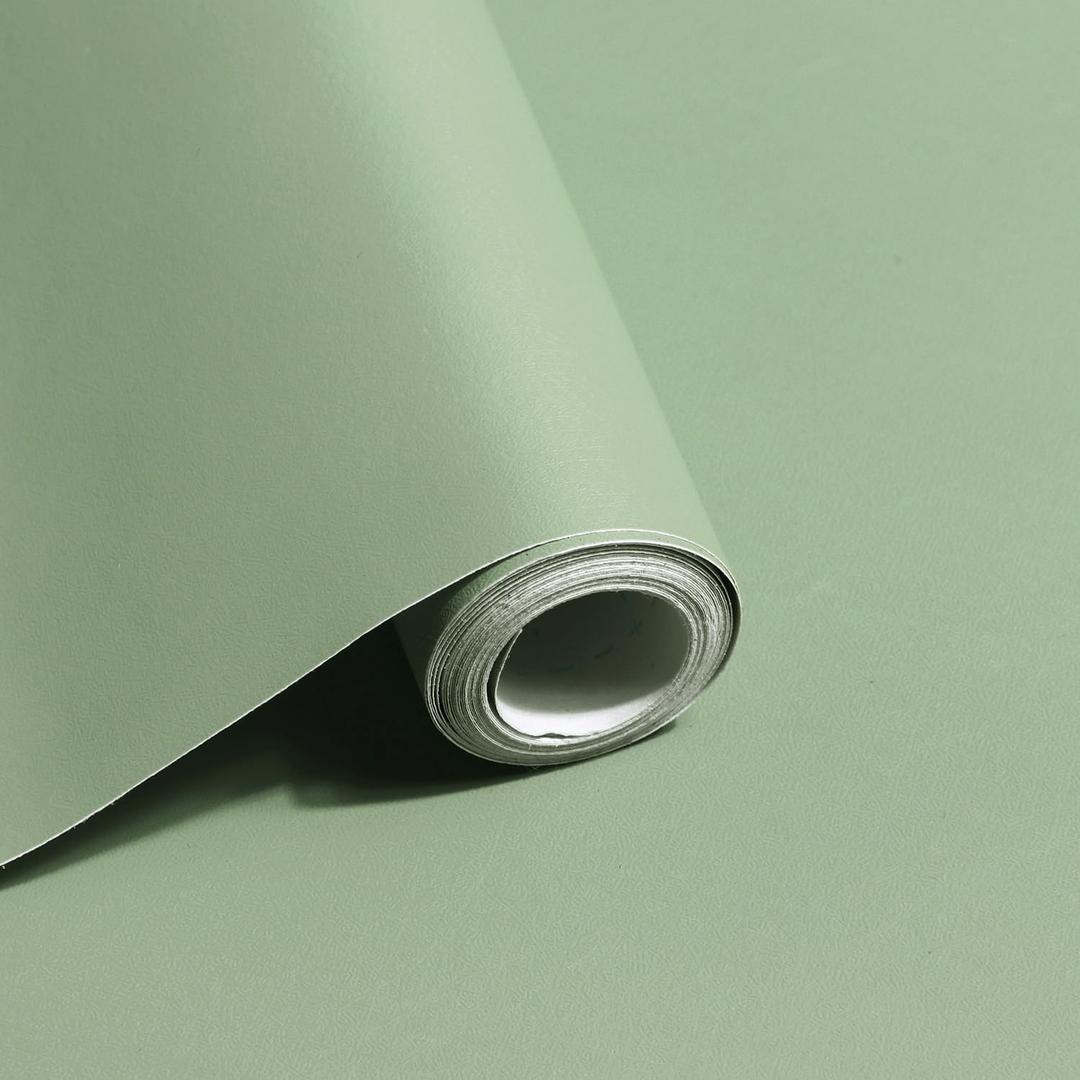 Safiyya 118"x17.7" Light Green Peel and Stick Wallpaper Green Contact Paper Wall Paper Temporary Self Adhesive Decorative Wallpaper Vinyl Rolls for Wall
