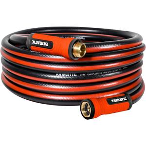 YAMATIC Heavy Duty Garden Hose 30FT x 5/8", Flexible Water Hose with 360° Swivel Handle, 3/4" Brass Male to Female Connectors, Leak-Resistant for All-Weather Outdoor Use