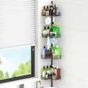 HuggieGems Adjustable Corner Shower Caddy Organizer Rack Shelves, Bathroom Shelf Storage, 4 Tier, Black, 2 Ways of Installation