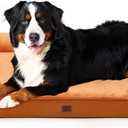 EHEYCIGA Orthopedic Dog Beds for Extra Large Dogs, Waterproof Memory Foam XXL Dog Bed with Sides, Non-Slip Bottom and Egg-Crate Foam Big Pet Couch Bed with Washable Removable Cover,Pumpkin Orange