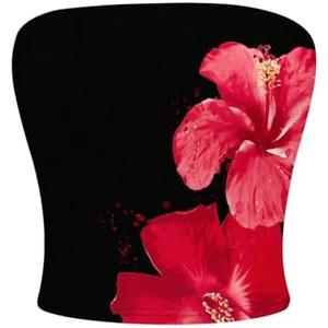 MakeMeChic Women's Floral Summer Tops Strapless Tube Crop Tops Backless Bandeau Top,M
