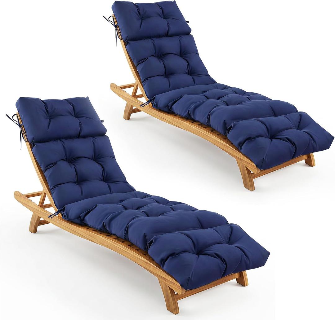 Outdoor Chaise Lounge Cushions, Waterproof Lounge Chair Cushions, 75.1x22.8x4.7 inches