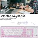 Roll Up Keyboard, Foldable Silicone Keyboard 103 Keys USB Wired Mute Keyboard, Fadeless Foldable Keyboard for Pc Laptop Travel