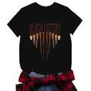 Aluvee Juneteenth Shirts Women:Black History Month Letter Graphic Shirt Black Pride African Culture Tee Top S