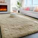 PAGISOFE Fluffy Large Living Room 5x7 Area Rugs, Fuzzy Shag Shaggy Rug Soft Plush Fur Beige Carpet for Room Decor, Indoor Modern Rugs for Living Room Bedroom Dorm Kids Room Decor Nursery Beige Rug
