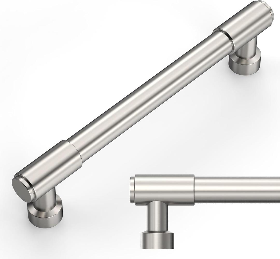 Amerdeco 10 Pack Brushed Satin Nickel Cabinet Pulls 5 Inch(128mm) Hole Center Drawer Pulls Cabinet Hardware Kitchen Cabinet Handles for Bathroom ZH0075