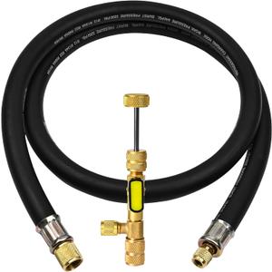 2026 Upgraded 1/2" HVAC Vacuum Hose Evacuation Kit,Valve Core Removal Tool, 1/4 and 5/16 Valve Core Removal Tool,3/8" to 1/4" Fittings High- Flow Refrigerant Hose,Faster Evacuation and Recovery,6FT