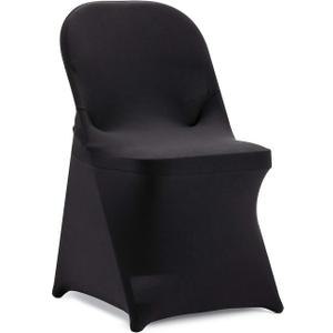 Howhic Folding Chair Covers for Party - 12pcs, Black Universal Spandex Fitted Chair Covers for Wedding, Banquet, Conference