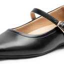 Mary Jane Flat Shoes with Arch Support and Hidden Wedge Heel, Women Ballet Flats, Mary Jane Flats, Comfortable Dress Shoes (5, Black)