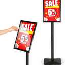 11x17 Standing Sign holder, 360 Adjustable Head and Tool Free Height Adjustment for Advertisement Pedestal Stand Sign holder with Sturdy Safe Corners and Anti-Tip 4mm Thick Base, Black