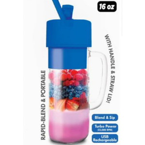 HY-IMPACT BETTER BLENDERS- PERSONAL WITH HANDLE AND STRAW - 16OZ. USB RECHARGEABLE 