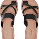 Luoika Women's Wide Width Flat Sandals, Flip Flop Slides Sandal Casual Strapy Sandal Slip on Summer Beach Shoes for Women, 9 X-Wide