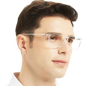 OCCI CHIARI Reading Glasses Men Square Readers 0 1.0 1.25 1.5 1.75 2.0 2.25 2.5 2.75 3.0 3.5 4.0 5.0 6.0 (Clear 150) (Transparent)