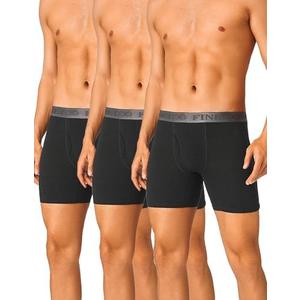 FINETOO Mens Underwear Cotton Boxer Briefs Soft Comfort Boxers Moisture-Wicking Breathable Underwear for Men Pack 3, XXXL