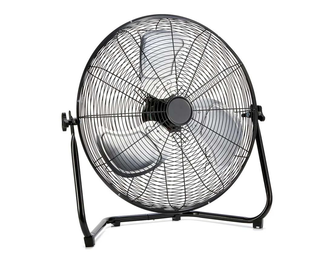 Amazon Basics 20" High Velocity Industrial Fan, Floor Fan, with 3 Speeds, Tilt Head, ETL-Listed Safety Compliance, Metal Housing/Blades, Ideal for Industrial/Commercial Space/Garage/Gym, 125W, Black
