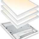 2x2 FT LED Flat Panel Light Surface Mount Dimmable & 3000K/4000K/5000K in one - 40W 24x24 inch Backlit Flush Mount Ceiling Fixture, Bright 4400LM, 100-277V, ETL Listed, 4-Pack