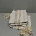 decorUhome Decorative Boho Throw Pillow Covers 18x18 Set of 2, Accent Neutral Textured Tufted Pillow Covers Striped for Couch Bed Sofa Living Room, Khaki and Cream White