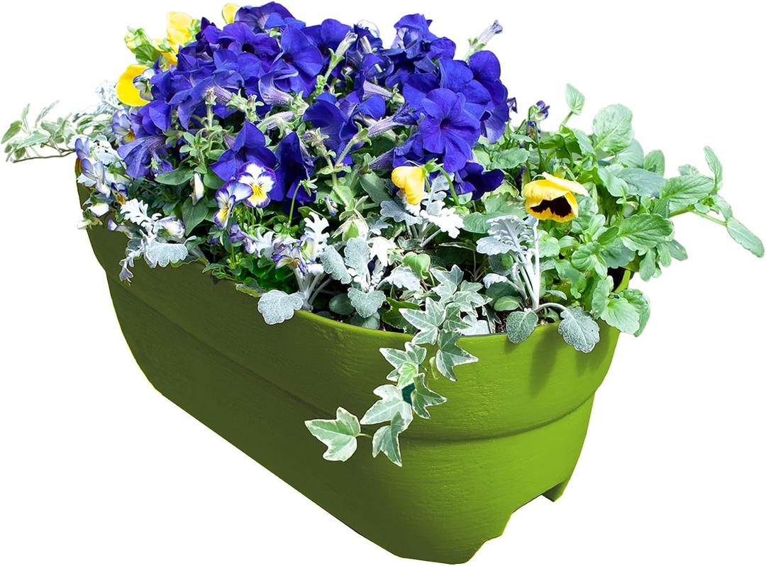 Bloomers Railing Planter with Drainage Holes- 24 W- Sage Green, 24.3 10.5 9.5 inches