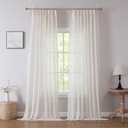 Kayne Studio Boho Semi Sheer Pinch Pleated Curtains,Linen Blended 95 Inches Long Window Treatments,Light Filtering Pinch Pleat Drapes for Farmhouse Living Room 36" W x 102" L,18 Hooks,Beige,2 Panels