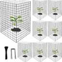 DECOHS 8 Packs Wire Plant Protectors from Animals- 20 x 12 Inch Heighten Square Garden Wire Plant Cages Mesh- Metal Garden Plant Cloche Protection Barricades for Protecting Plants Vegetables Flowers