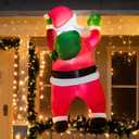 Joiedomi 5.5 FT Tall Christmas Inflatable Hanging Santa with Gift Bag Decorations, Blow Up Climbing Santa with Build-in LED for Xmas Party, Outdoor, Yard, Garden, Lawn Winter Decoration