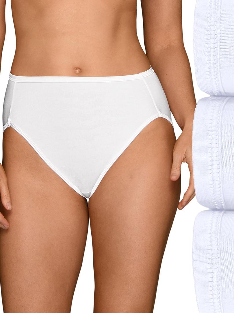 Vanity Fair Women's Illumination Hi Cut Panties, Silky Stretch & Satin Trim (White, XXXL)