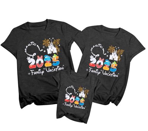 Family Vacation Shirts 2025 Family Matching Outfits Magical Tshirts for Family Cruise Trip Clothes Summer Travel Top Grey Size 2XL