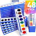 FUMILE Watercolors Paint Set Bulk, 48 Pack 8 Washable Bright Colors with Paintbrush.Watercolors Paint Set Kids for Parties, Art Lessons, Birthday Party Favor, Back to school, All Ages