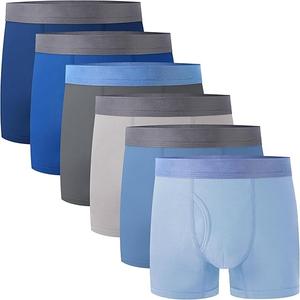 BAMBOO COOL Boys' Boxer Briefs 6-18Y Underwear Moisture-Wicking Lightweight and Ultra Soft 6-Pack, Color: Blue*4,grey*2, Large
