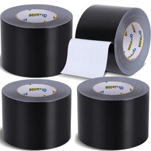4 Inch Black Duct Tape - 4 Pack Heavy Duty Duct Tape, Totals 220 Yards, 8.3 mil Thickness, Strong, Flexible, No Residue, All-Weather and Tear by Hand - for Repairs, Industrial, Professional Use