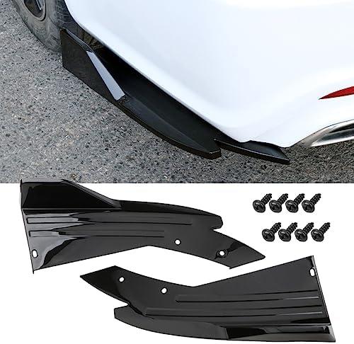 2PCS Universal Car Spoiler,Rear Bumper Lip Body Canard Diffuser Spoilers Black Front Bumper Lip Side Skirt Spoiler Splitter Protector Exterior Decoration Trim Kit Anti-Scratch (Smooth Black)