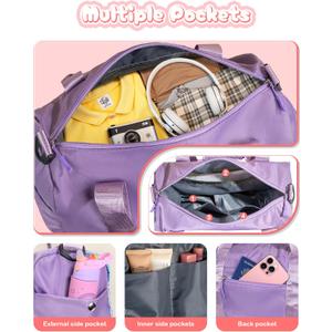 4 Year Old Girl Birthday Gifts-Girl Gym Bag with Shoe Compartment, Kid Personalized Weekender Overnight Bags, Initial Travel Tote with Makeup Pouch, Valentines Day Gift for Girls (Letter R)
