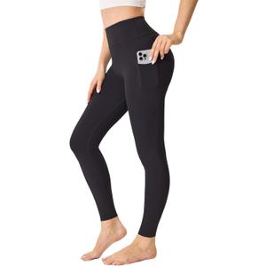 Womens Seamless Leggings 28" Inseam with Pockets Buttery Soft High Waisted Tummy Control Full Length Yoga Pants (X-Small-Small)