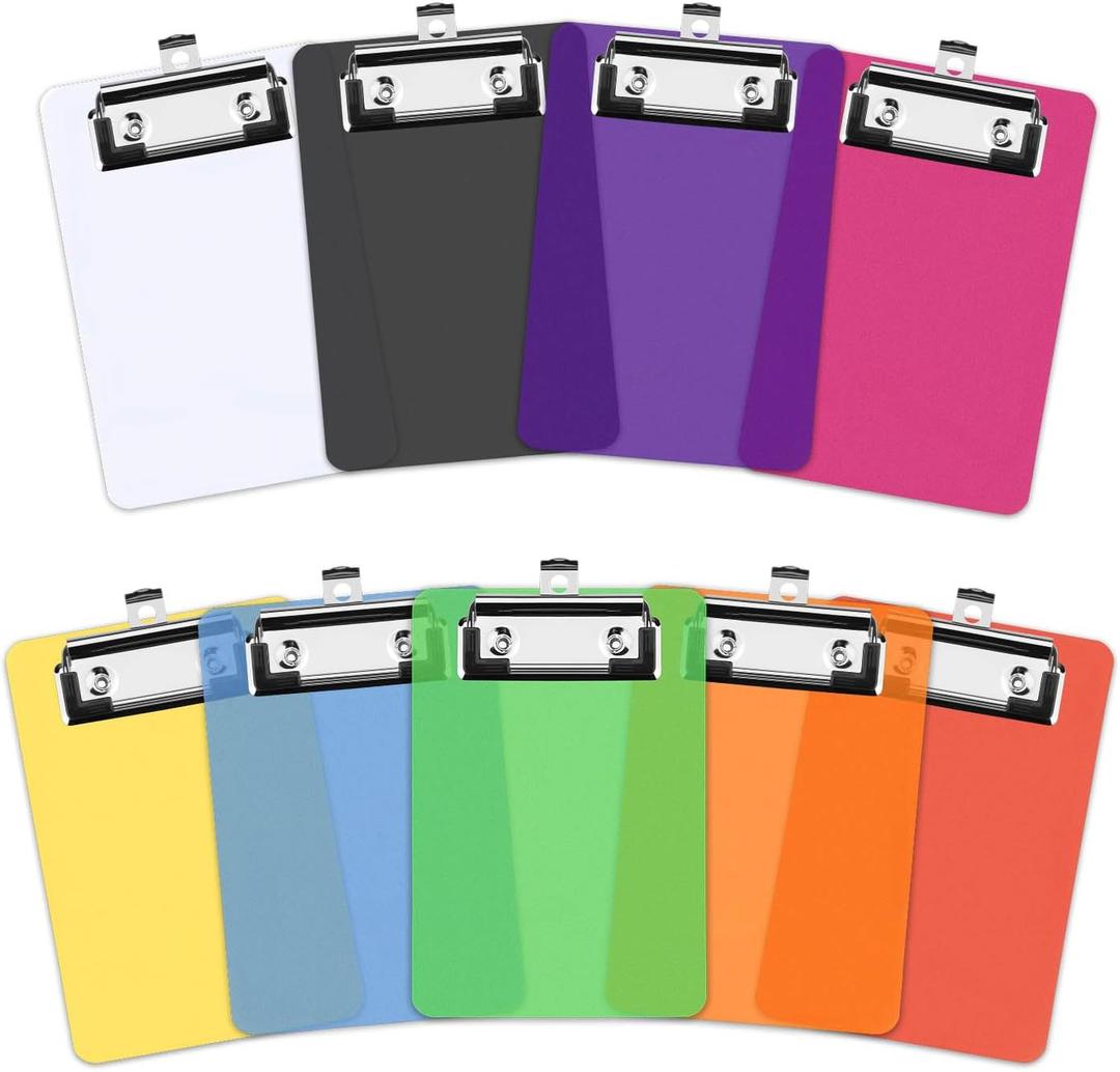 9 Colors Small Clipboards, 4 x 6 Inch Colored Plastic Clip Board with Pen Holder Retaining Clips, A6 Waterproof Mini Clipboard for Nurses Classroom Office Restaurant (9 Color)