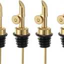 uxcell Weighted Stainless Steel Liquor Bottle Pourers, 4 Pcs Auto Flip Feature Olive Oil Dispenser Spout, Bottle Pourers for Alcohol Wine Vinegar, Gold