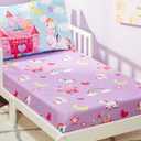 EVERYDAY KIDS Toddler Fitted Sheet and Pillowcase Set - Unicorn Dreams - Soft Breathable Microfiber Toddler Sheet Set