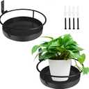 Wall Mounted Plant Holder, 2 Pack Metal Flower Pot Wall Shelf Indoor Outdoor, Decorative Floating Shelves Hanging Plant Holder for Patio Balcony Porch Bedroom Home Decor, Black