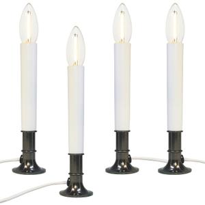 4 Pack Christmas Electric Window Candle Lights with Auto Sensor,Dusk to Dawn,9 Inch Plug in Candle Lamps with Nickel Plated Base,0.6W LED Bulbs for Christmas Decor