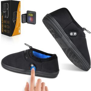 Amiable Heated Slippers, 7.4 V Foot Warmer with Independent Switches Electric Slippers with 3000mAh Rechargeable Battery Heated Shoes to Keep Feet Warm (M: Men 6-8.5 / Women 7.5-10.5)