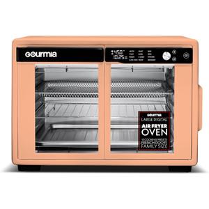 Gourmia French Door Air Fryer Oven - 37 Qt Large Capacity Convection Toaster Oven, FryForce 360, Digital Display, 12 Cooking Presets, Dehydrate, Fits 13 Pizza, Dishwasher-Safe, Peach
