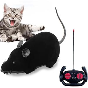 Remote Control Fake Rat Toy - Realistic Mouse Cat Toy Mice RC Toy Chasing Prank Joke Scary Trick Rats for Cat Funny Toy (Black)
