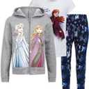 Disney Frozen Girls T-Shirt, Zip Up Hoodie and Legging Pants Set for Toddler and Little Kids (6X, Grey)