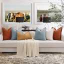 ZWJD Throw Blue Pillow Covers 20x20 inch Set of 2 Chenille Pillow Covers with Elegant Design Soft and Luxurious Decorative Throw Pillows for Couch, Bed, and Home Decor (Light Blue)