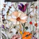 for iPhone 17 Pro Max Case Cute - Wireless Charging Compatible - Dual-Layer Hard Shell + Silicone Cover - Aesthetic Protective Phone Case for Women - Marble Pressed Flowers